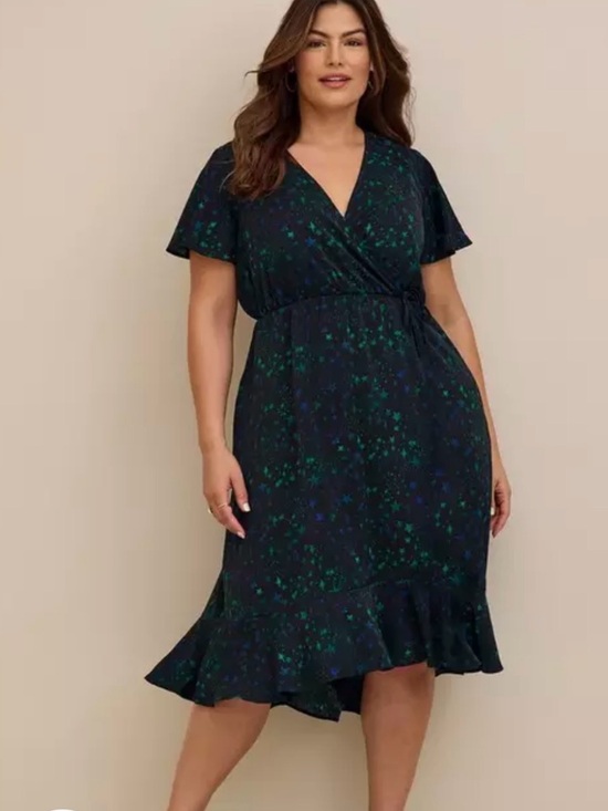 torrid Dresses & Skirts - Torrid Midi Studio Crepe De Chine Surplice Wrap Dress